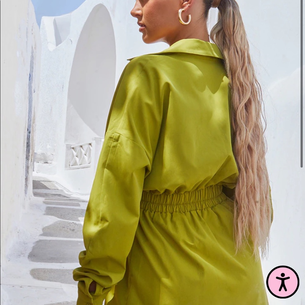 PLT - 🤍 Olive oversized ruched waist shirt dress - Picture 3 of 6